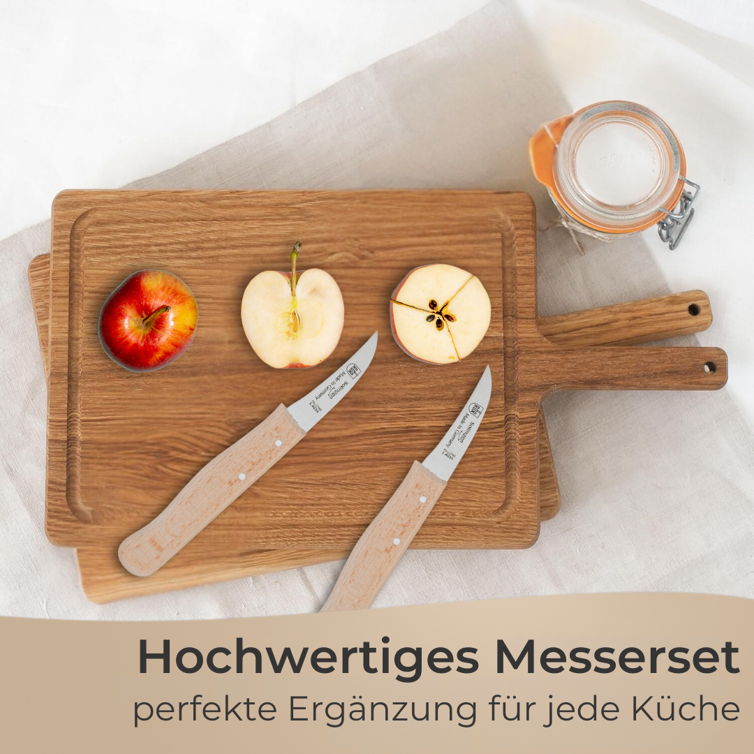 Kitchen knife set, stainless steel & beechwood, rustproof, vegetable & fruit knife, all-purpose knife
