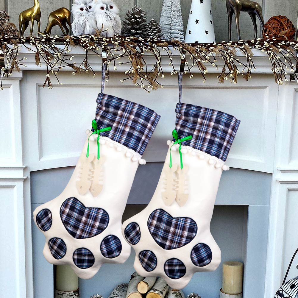 Weihnachtsstrumpf Tierpfote 46x25 Weihnachten Kamin Nikolausstrumpf Deko Advent