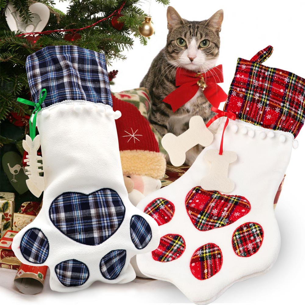 Weihnachtsstrumpf Tierpfote 46x25 Weihnachten Kamin Nikolausstrumpf Deko Advent