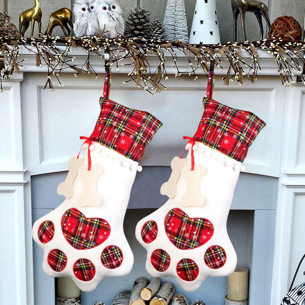 Weihnachtsstrumpf Tierpfote 46x25 Weihnachten Kamin Nikolausstrumpf Deko Advent