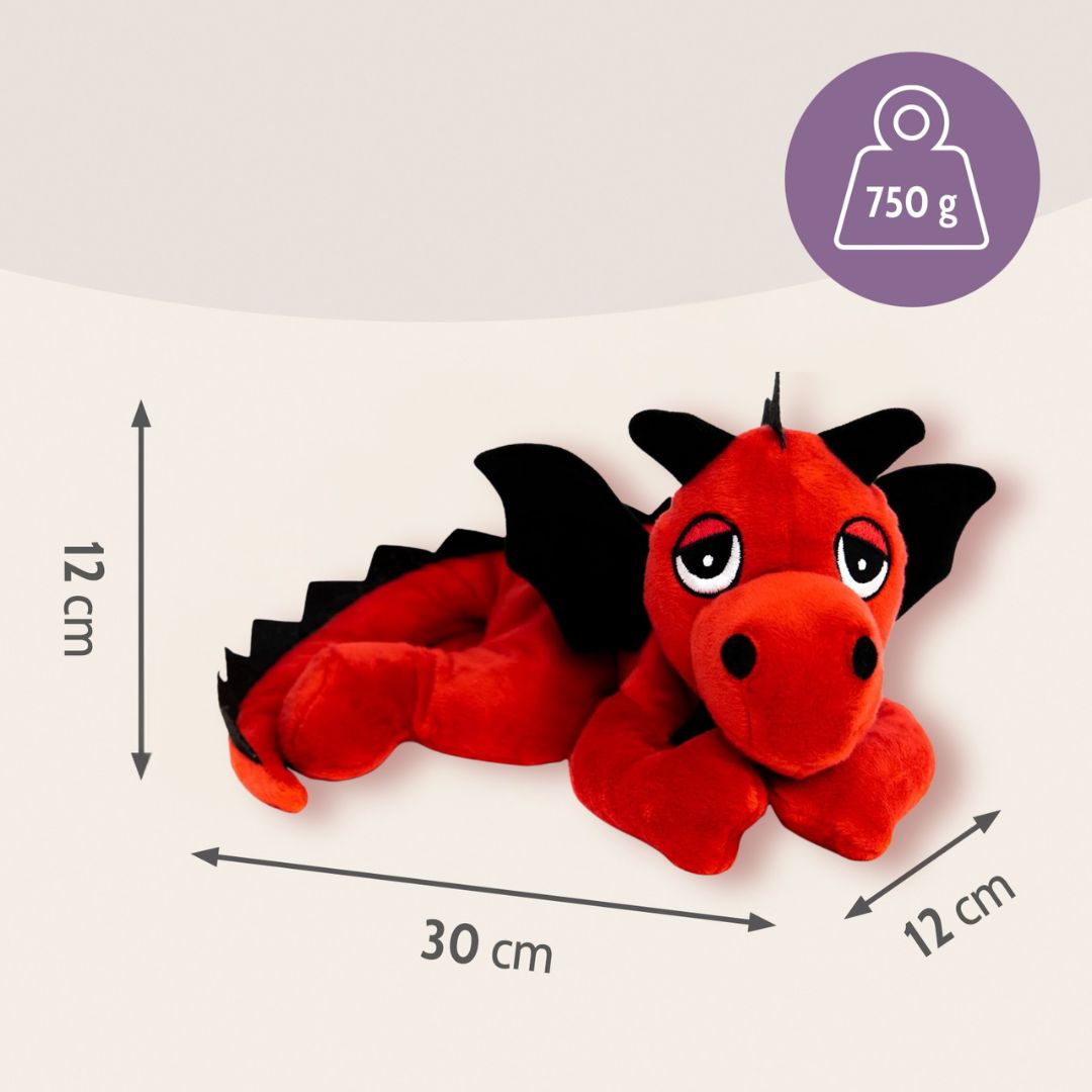 Habibi Plush Classic Warming Toy Lucky Dragon Red Cuddly Toy Heat Pad Hot Water Bottle