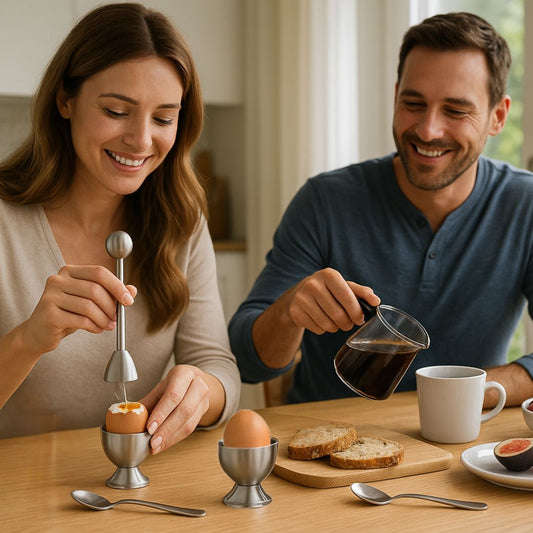TA999 Eiköpfer Set Edelstahl 5-teiliges Frühstücksset mit Eierköpfer, Ei-Öffner