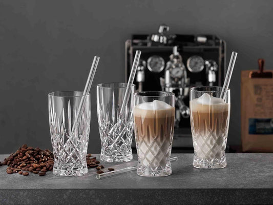 Nachtmann Latte Macchiato SET/4 + 4 Glastrinkhalme Noblesse