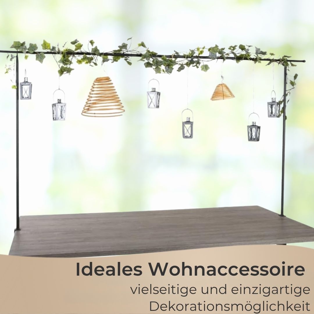 Premium decorative table frame, metal, black - extendable table decoration rod 117–211 cm – adjustable metal frame with clamp – table frame for tables with straight edges