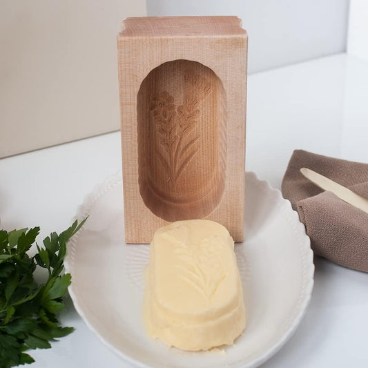 Hofmeister Butterform Blume Ahornholz 14 cm eckig 125 g Buttermodel Butterstempel Schablone