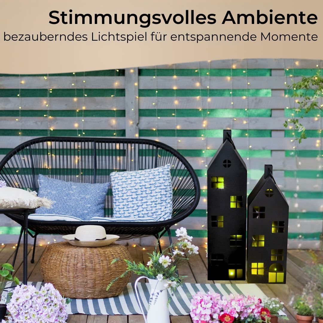 TOPANBIETER 999 Premium 2-piece Set of Lanterns, XXL Metal, Black, 66 and 96 cm tall, Indoor Lantern, Windlight, Giant Lantern with Handle & Freestanding, Perfect for Hallway, Living Room or Entrance Hall