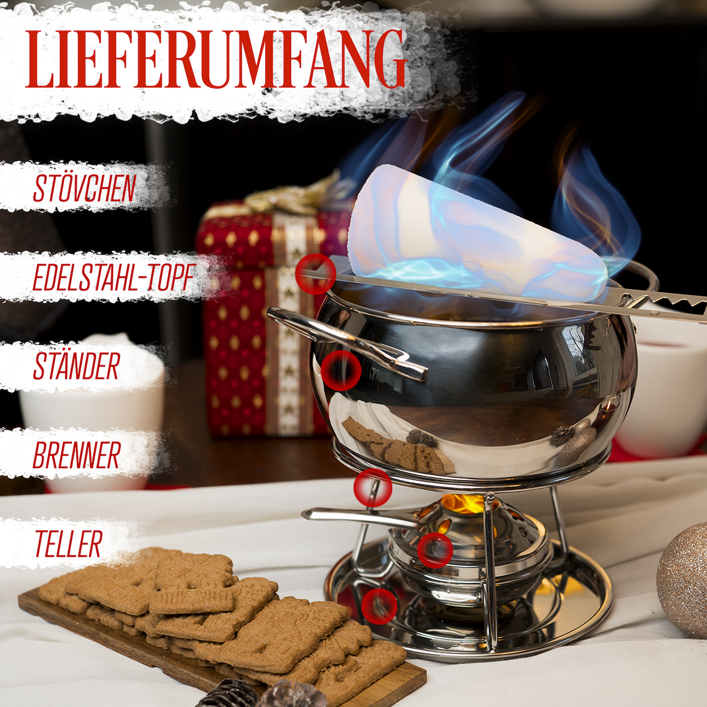 Feuerzangenbowle Set Edelstahl 1,5 Liter Feuerzange Glühwein Punsch Zuckerhut