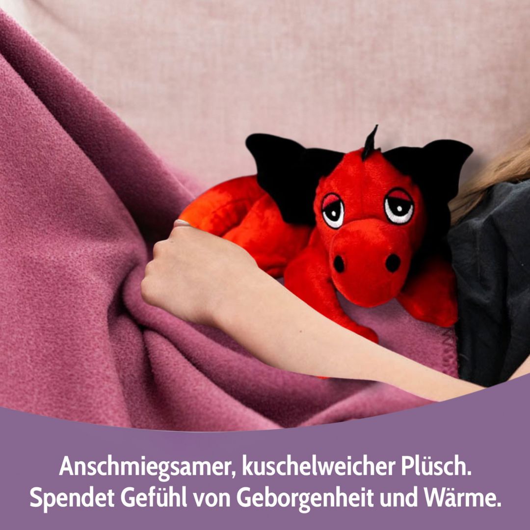 Habibi Plush Classic Warming Toy Lucky Dragon Red Cuddly Toy Heat Pad Hot Water Bottle