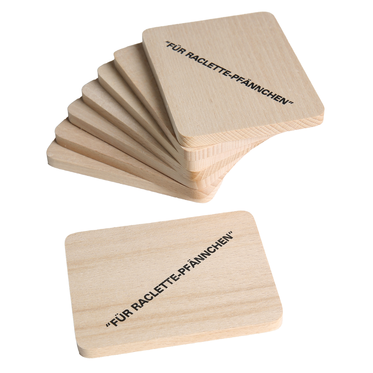 TA999 Untersetzer für Raclette-Pfännchen 8er Set Buchenholz 10 cm Holzbrettchen