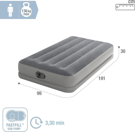 Intex Twin Dura-Beam Air Mattress 644112 Prestige FastFill USB Pump
