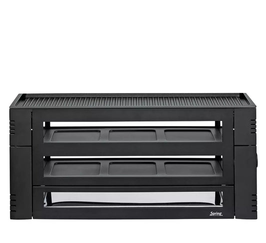 Spring PizzaRaclette 6 schwarz mit Alu Grillplatte