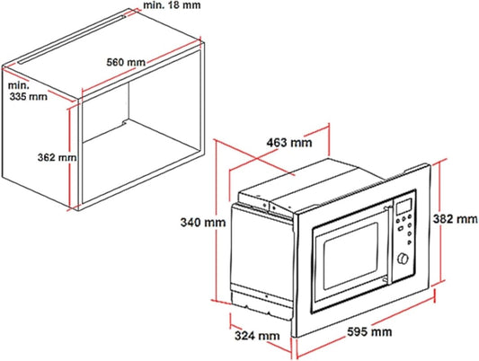 PKM Einbau-Mikrowelle MW800-20.8 EB - 20L Garraum- 800W - 5 Leistungsstufen - 8 Programme - Edelstahl-Blende 59,5cm - Drehteller 24,5cm - Auftaufunktion