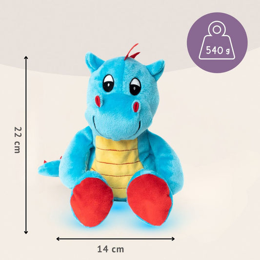 Habibi Plush Premium Wärmetier Drachenbaby blau herausnehmbares Körnerkissen
