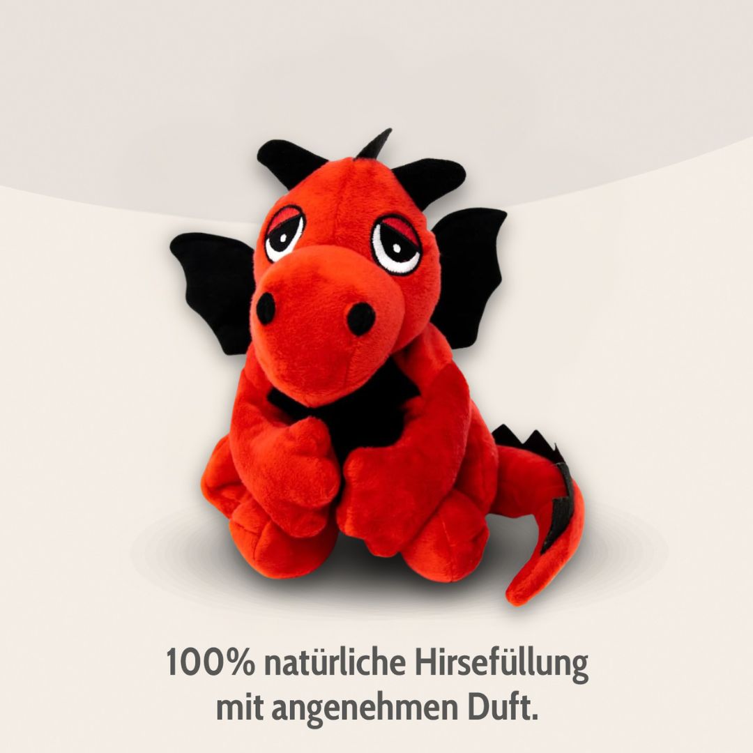 Habibi Plush Classic Warming Toy Lucky Dragon Red Cuddly Toy Heat Pad Hot Water Bottle