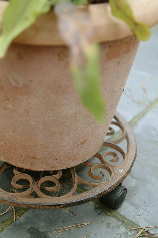 Esschert Design Pflanzenroller Gusseisen braun rund