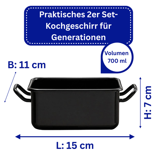 Riess Emaille 2er Set Mini Back- und Servierform für Heißluftfritteusen