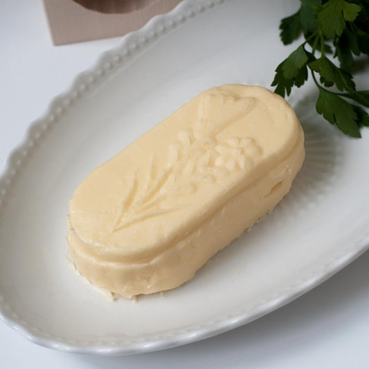 Hofmeister Butterform Enzian Ahornholz 14 cm eckig 125 g Buttermodel Butterstempel Schablone