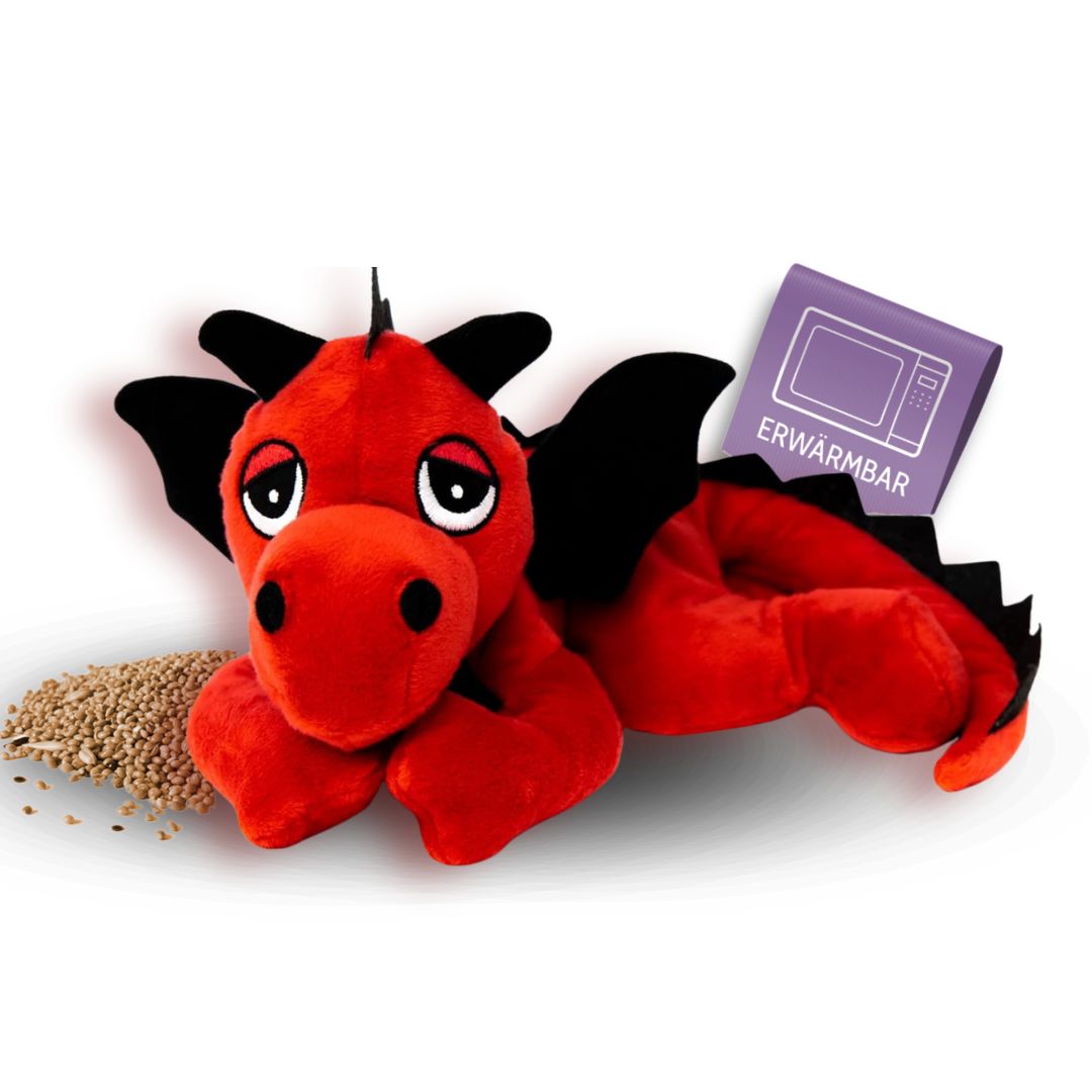 Habibi Plush Classic Warming Toy Lucky Dragon Red Cuddly Toy Heat Pad Hot Water Bottle