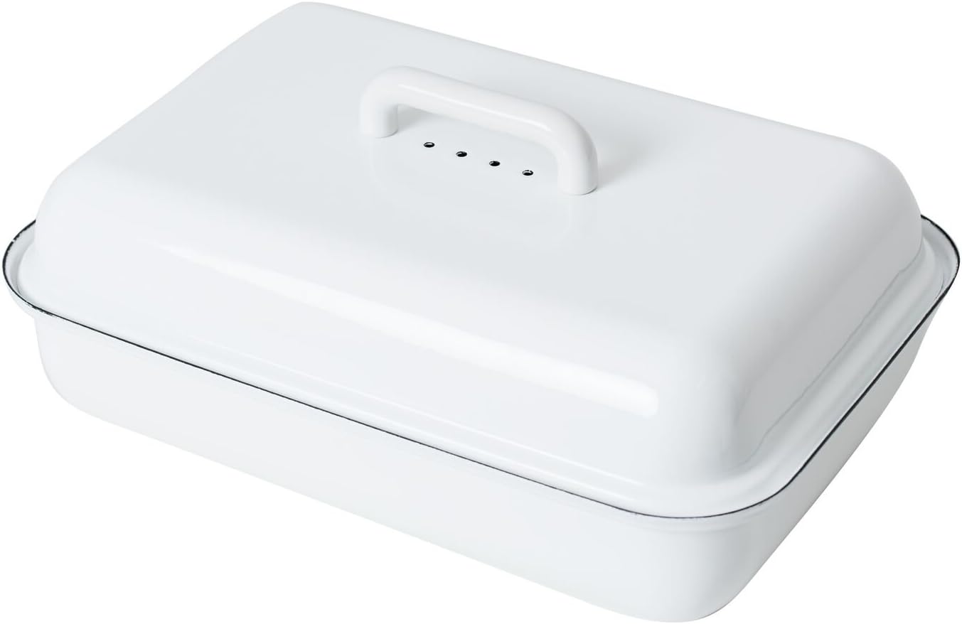 Riess enamel bread box with lid, white, 37/26
