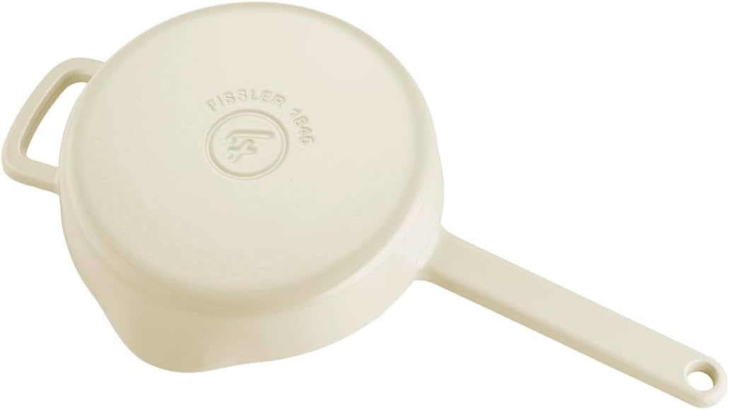 Fissler Gusseisen Pfanne 24cm Elfenbeinweiß antihaft hoher Rand mit Ausgießer