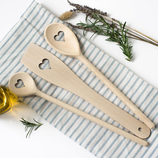 Hofmeister Kochset 3tlg. Herz 30 cm Buchenholz Rührlöffel Holzlöffel Küchenhelfer Holzkochlöffel