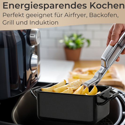 3-piece starter set for the air fryer (2 enamel baking pans & 1 oven tongs)