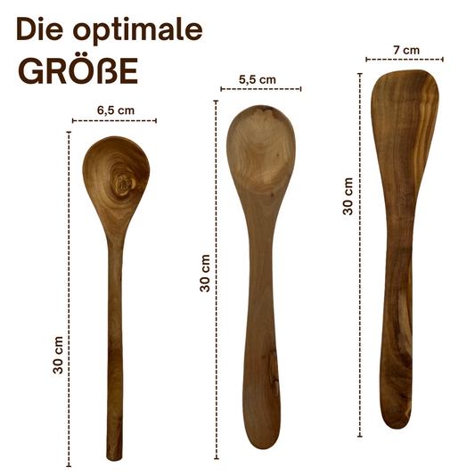 TA999 Kochlöffelset 2 Kochlöffel 1 Pfannenwender Olivenholz robuste Küchenhelfer