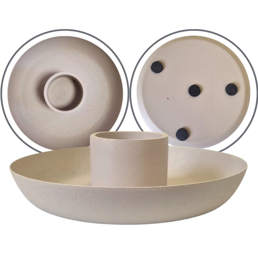 IB Laursen Kerzenhalter Skandi Design aus Metall, staubig beige 13 cm Stabkerze