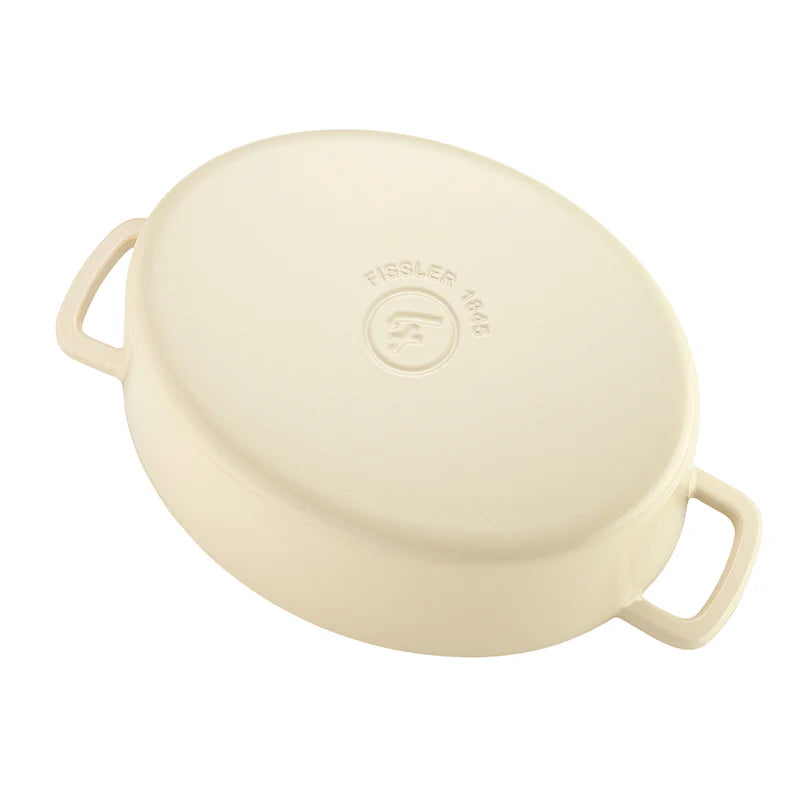 Fissler Moments Collection/Emaillierte Gusseisen-Bräter Oval 33 cm elfenbeinweiß