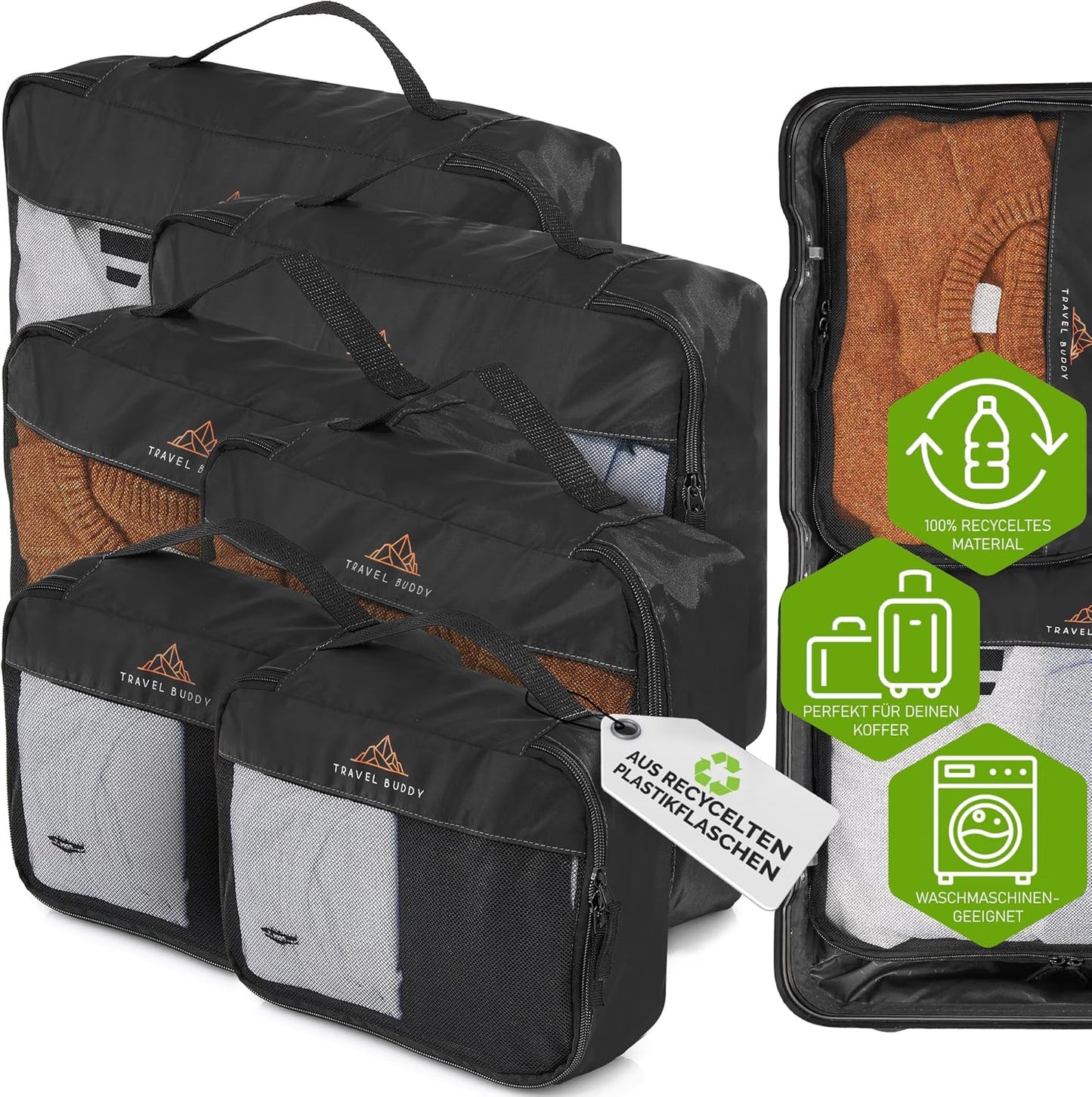 Travel Buddy ( Neddermeyer ) Koffer Organizer schwarz 6tlg.
