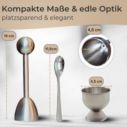 Eieröffner Eiköpfer Set Edelstahl 5-tlg. Frühstücksset mit Eierköpfer Ei-Öffner