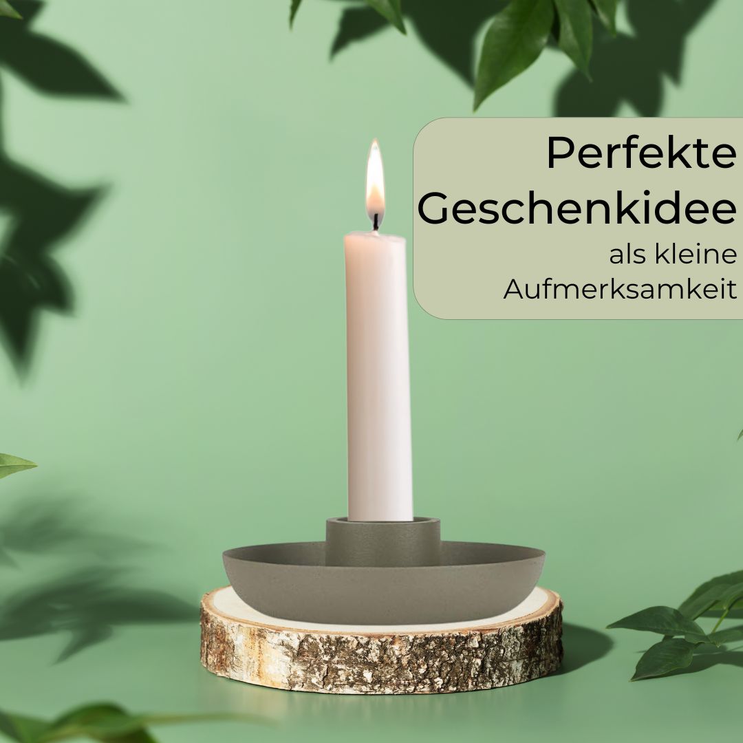 IB Laursen Kerzenhalter Skandi Design aus Metall, staubig grün 13 cm Stabkerze
