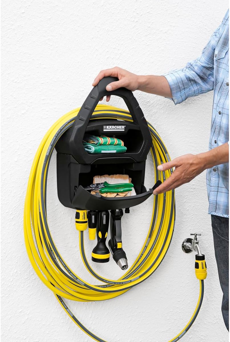 Kärcher hose holder with plastic box, black