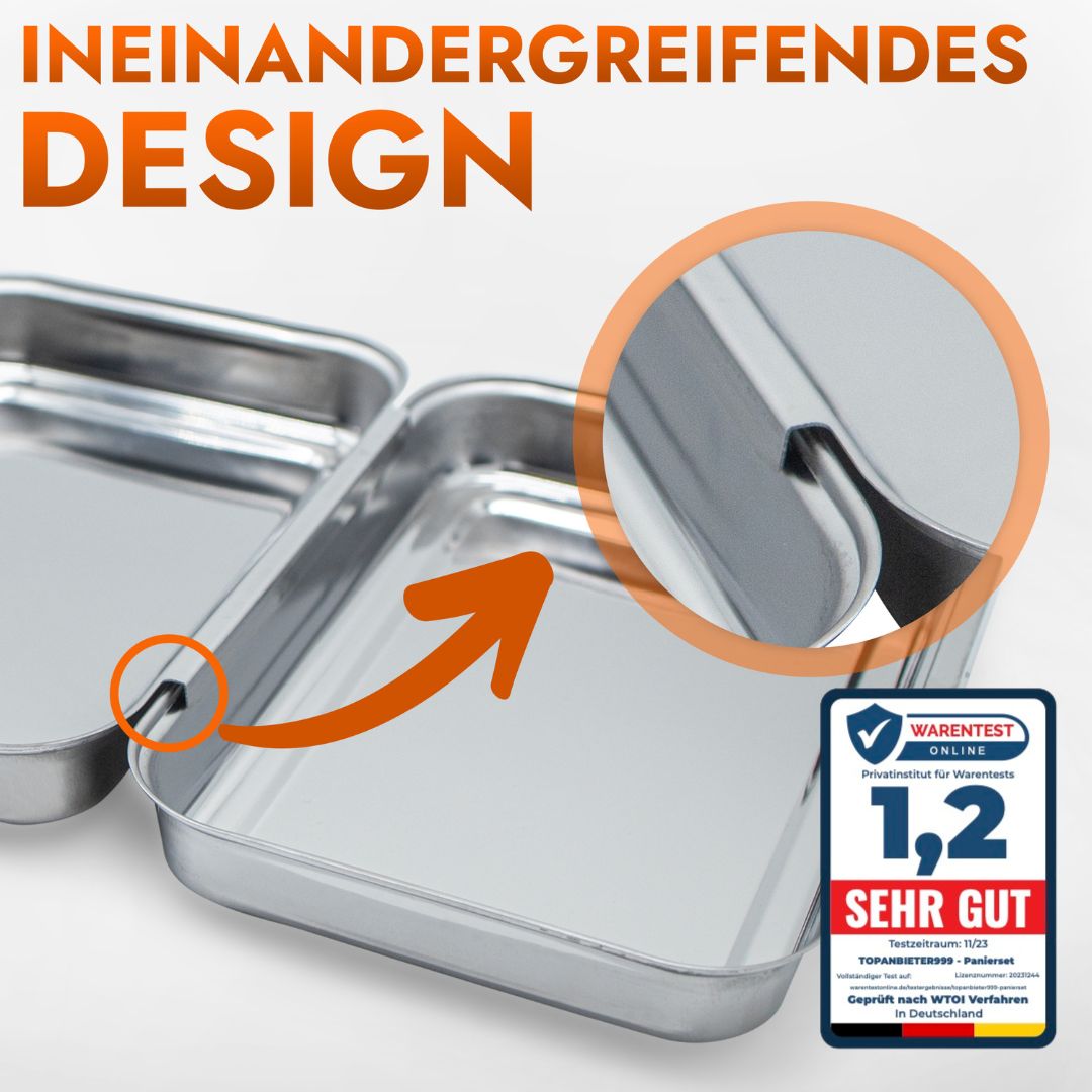 TOPANBIETER 999 Panierschalen Set Panierset Panier Marinier Edelstahl marinieren