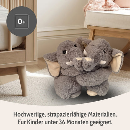 Habibi Plush Premium Wärmetier Hugys Elefant Papa+Kind herausnehmbares Kissen