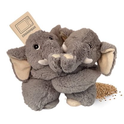 Habibi Plush Premium Wärmetier Hugys Elefant Papa+Kind herausnehmbares Kissen