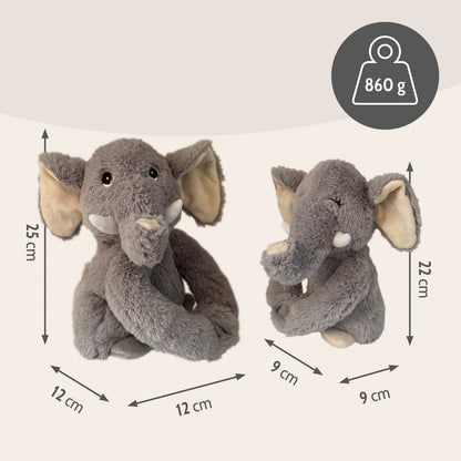 Habibi Plush Premium Wärmetier Hugys Elefant Papa+Kind herausnehmbares Kissen