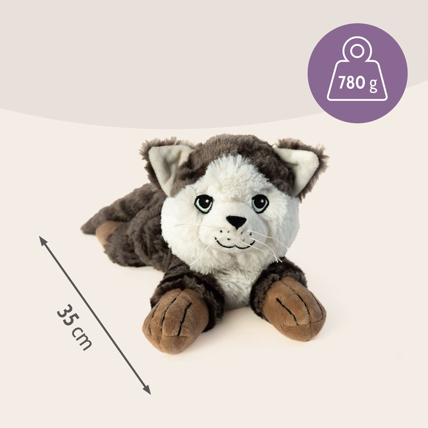 Habibi Plush Classic Wärmetier Katze getigert Kuscheltier Wärmekissen Wärmflasche