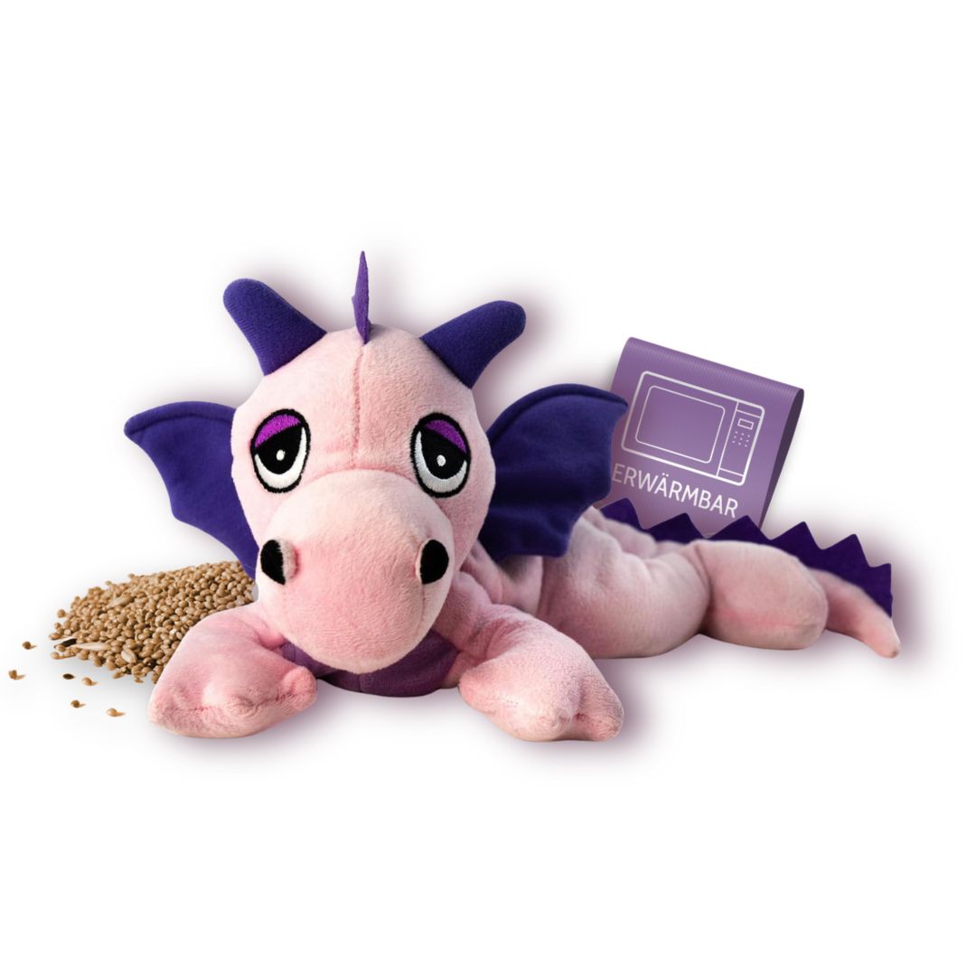 Habibi Plush Classic Wärmetier Glücksdrache rosa Kuscheltier Wärmekissen