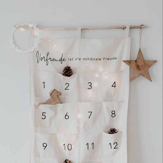 Eulenschnitt Adventskalender Vorfreude Creme selber füllen nachhaltig bestickt