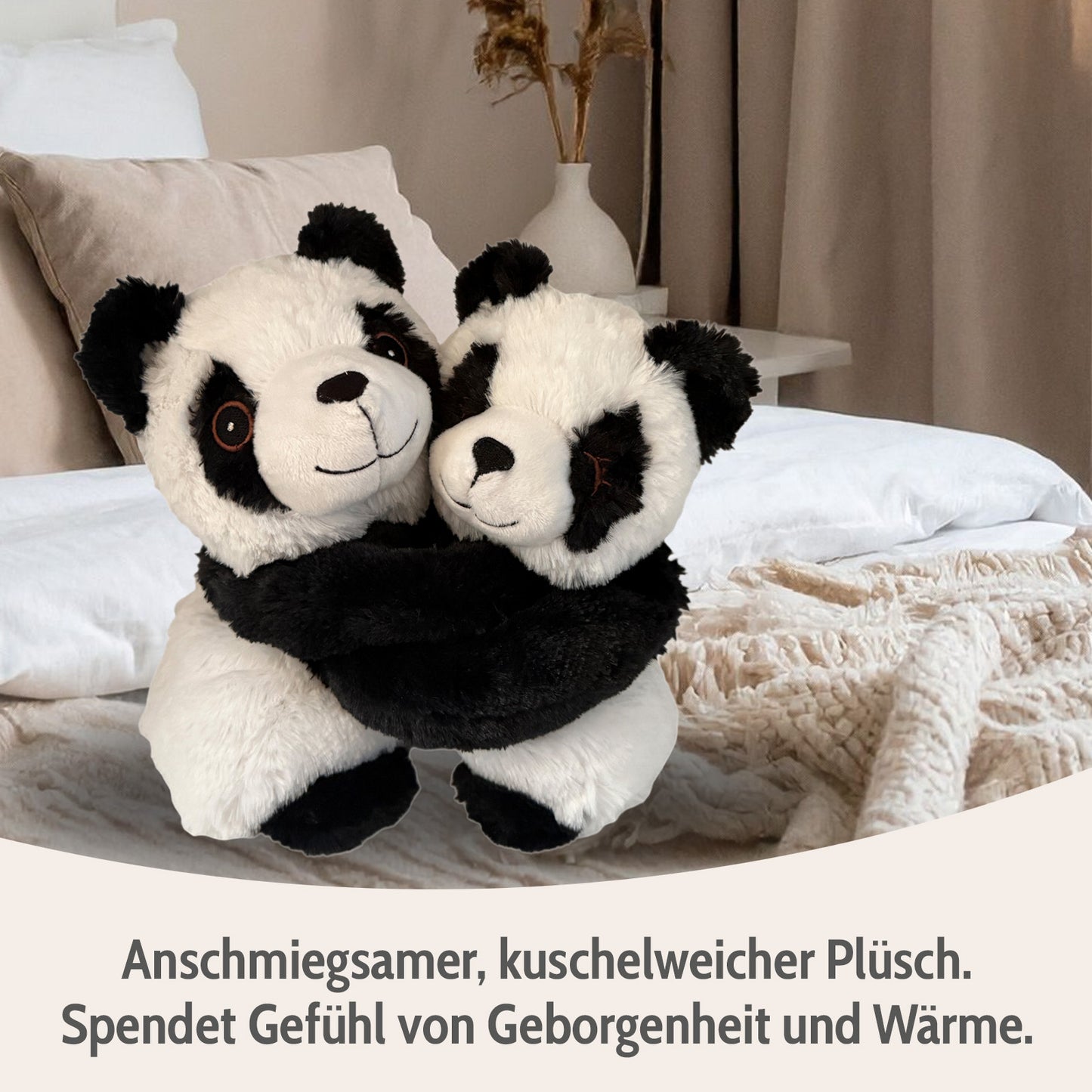 Habibi Plush Premium Wärmetier Hugys Panda Mama+Kind herausnehmbares Kissen