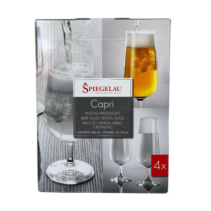 SPIEGELAU Capri Beer Glasses, Set of 4, made of crystal glass, clear &amp; dishwasher safe