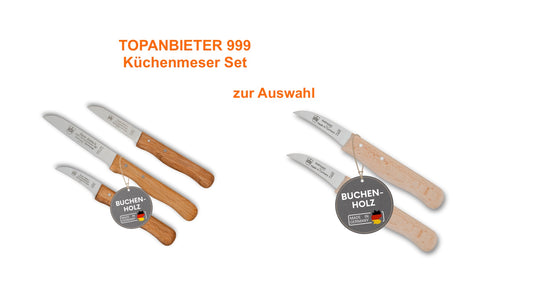 Küchenmesser Set  Edelstahl & Buche rostfrei Gemüs-& Obstmesser Allzweckmesser