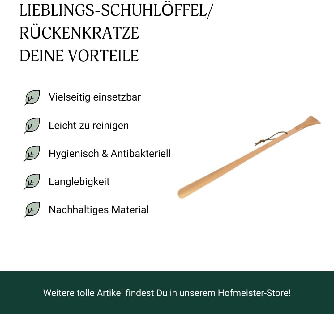 Hofmeister Schuhlöffel 58 cm Rückenkratzer Buche lang Schuhanzieher robust