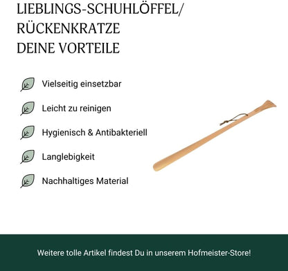 Hofmeister Schuhlöffel 58 cm Rückenkratzer Buche lang Schuhanzieher robust