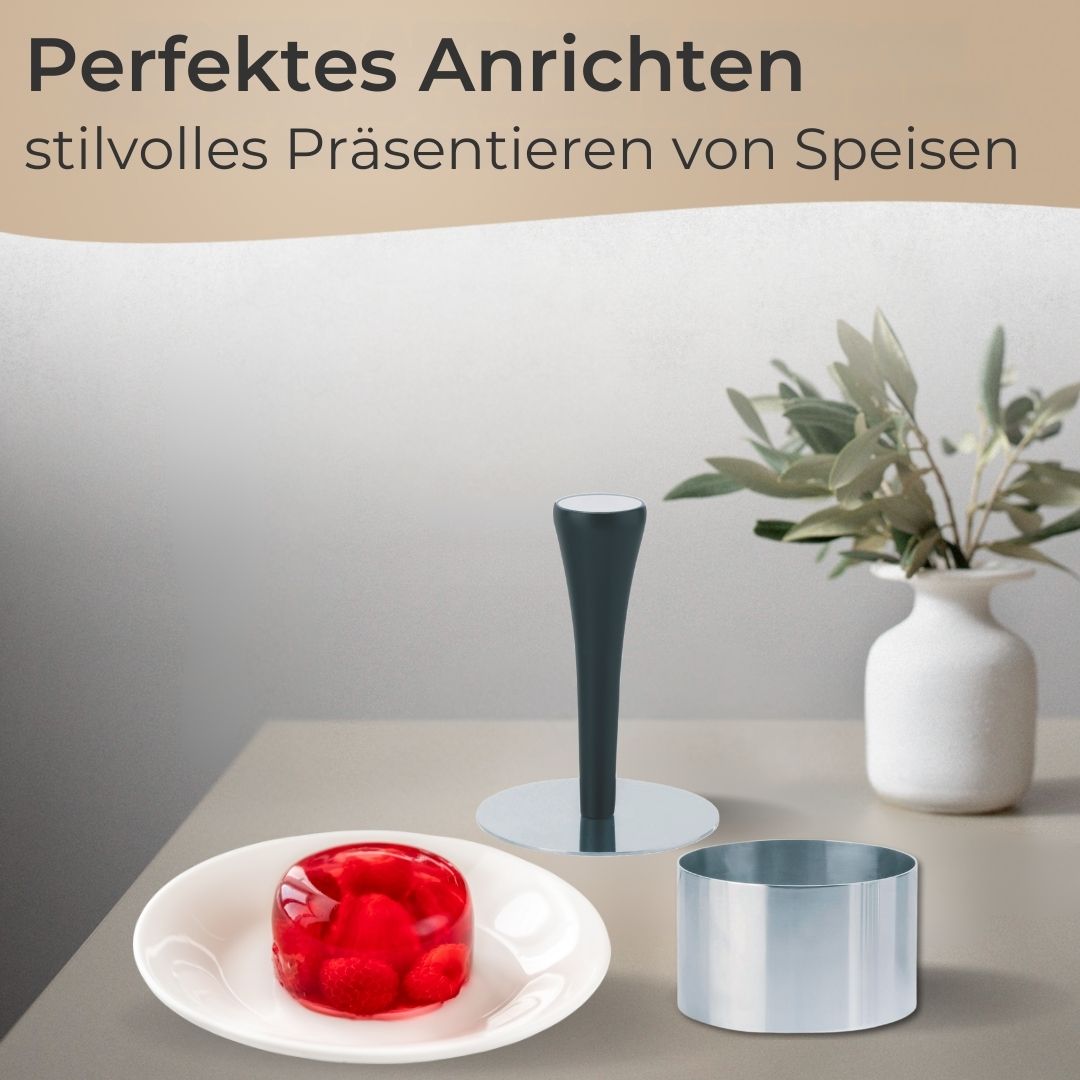 Premium Profispeiseringe Set 10tlg.Dessertring Ø 4/6/8 cm mit Presse & Griff