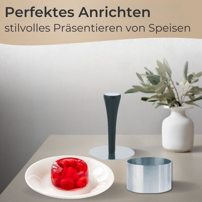 Premium Profispeiseringe Set 10tlg.Dessertring Ø 4/6/8 cm mit Presse & Griff