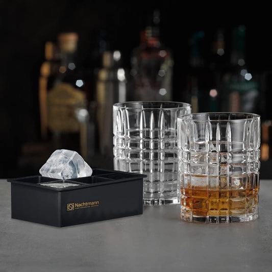 Nachtmann Square Whisky Ice Cube Set: 2 Whiskygläser + 1 Eiswürfelform