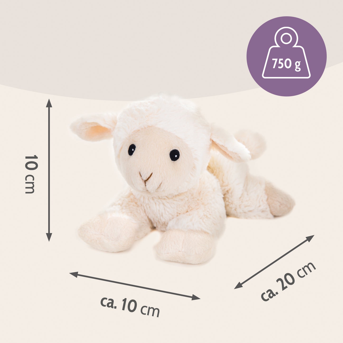 Habibi Plush Classic Wärmetier Lämmchen Kuscheltier Wärmekissen Wärmflasche