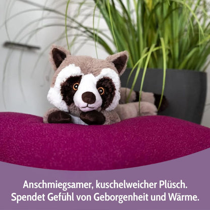 Habibi Plush Premium Wärmetier Waschbär herausnehmbares Körnerkissen Wärmekissen